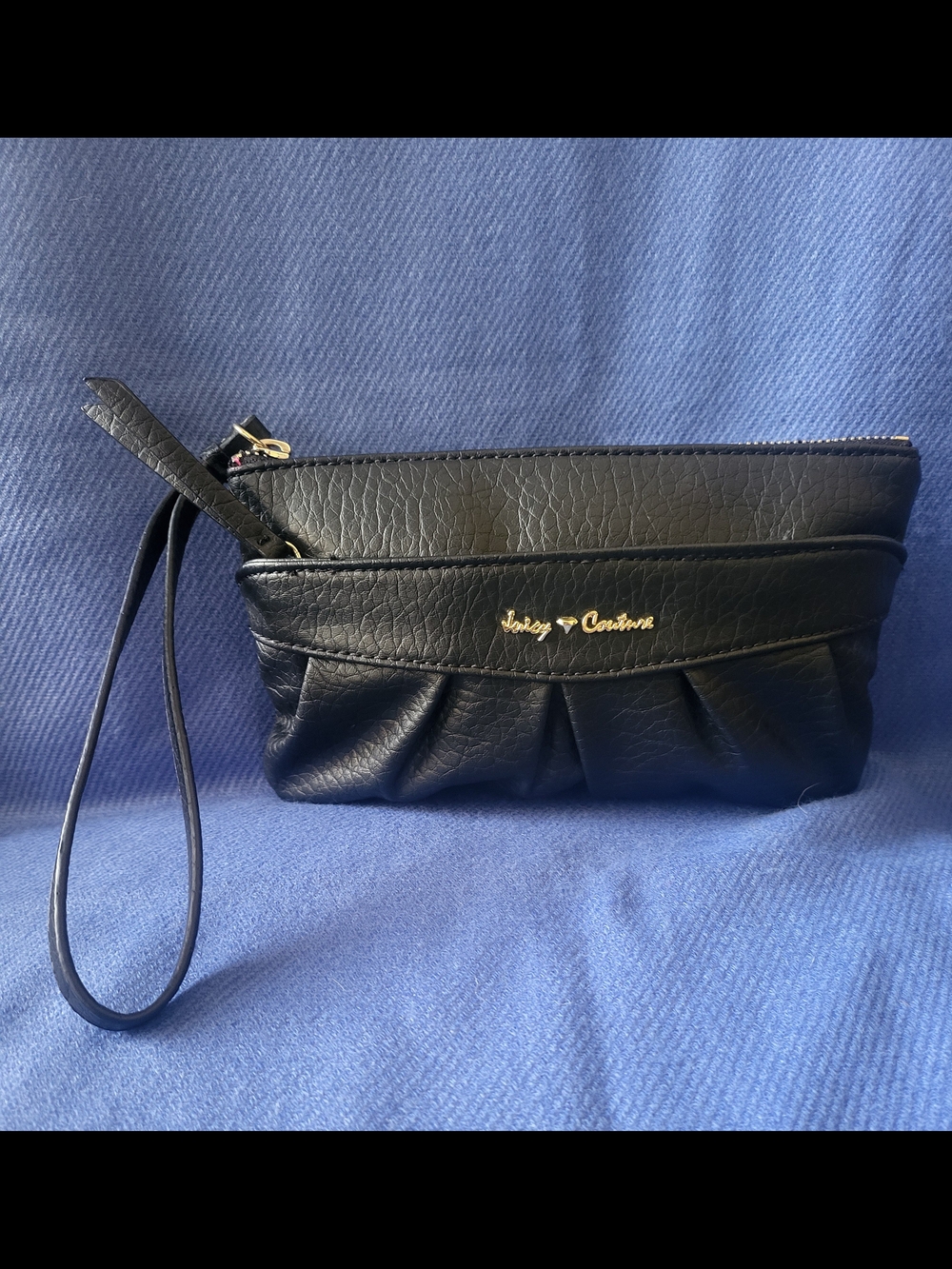 Juicy Couture Black Pleated Wristlet Clutch